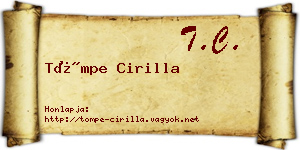 Tömpe Cirilla névjegykártya